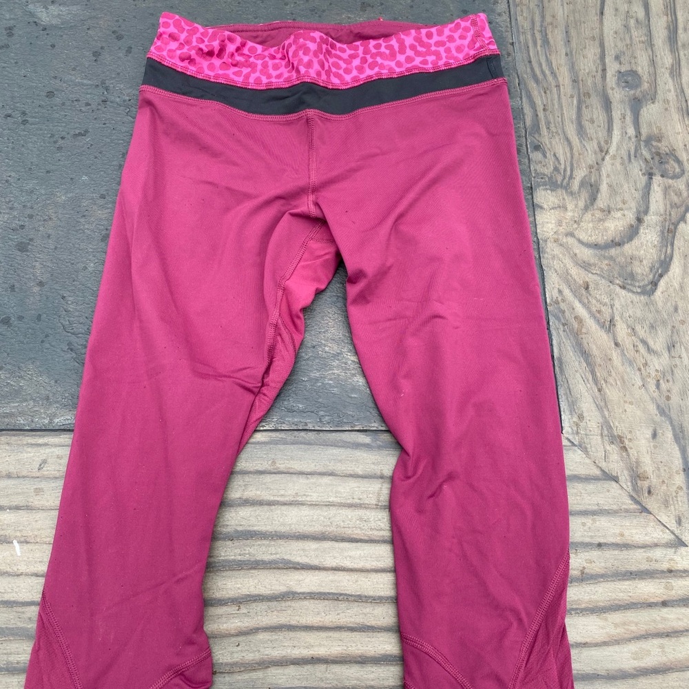 Lululemon cropped pink cheetah leggings
